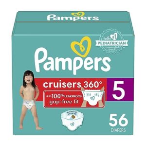 Pampers Cruisers 360 Diapers - Size 5, 56 Count, Pull-On Disposable Baby Diapers, Gap-Free Fit