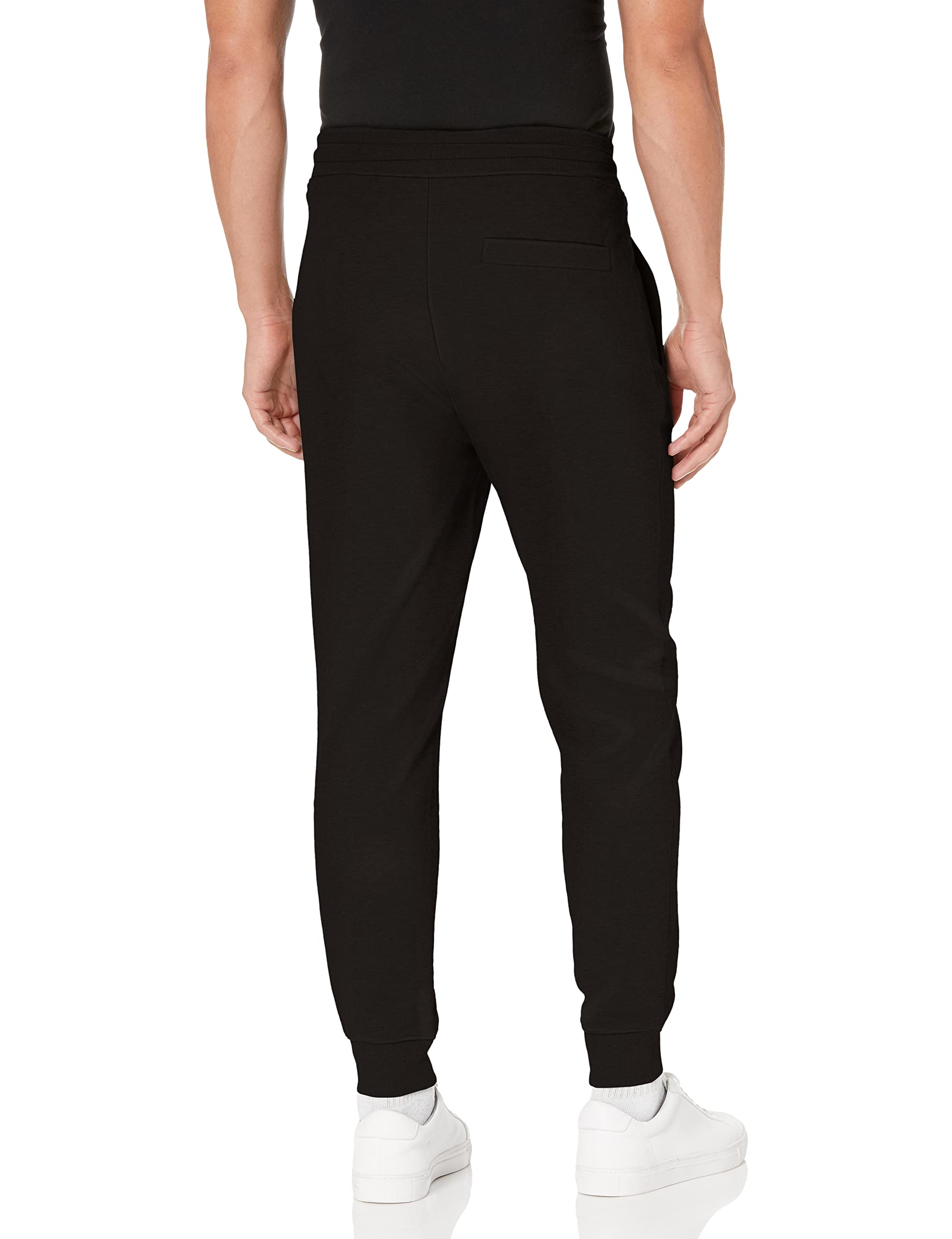 HUGO Boss Mens Regular Fit Square Logo Jersey Drawstring Joggers Sweatpants, Raven Black, Medium US