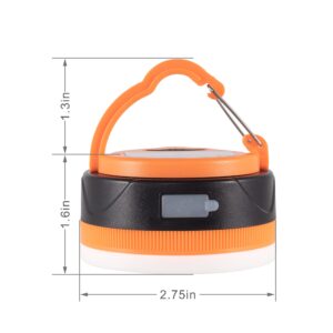 LIT-PaTH Rechargeable LED Camping Lighting Fixture Camping Lantern with Magnet Base, 1800 mAh, Survival Kit for Emergency, Hurricane, Outage, Small Orange, 2-Pack