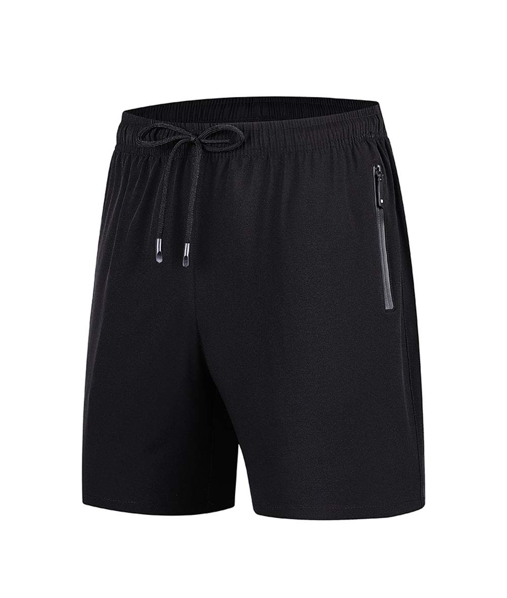 Men's Gym Workout Shorts Quick Dry Lightweight Athletic Training Running Hiking Jogger with Zipper Pockets(Muaney-MenSportShorts7022-Black03-L)