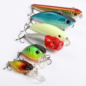 146pcs Fishing Lure Set Including Frog Lures Soft Fishing Lure Hard Metal Lure VIB Rattle Crank Popper Minnow Pencil Metal Jig Hook for Trout Bass Salmon with Free Tackle Box