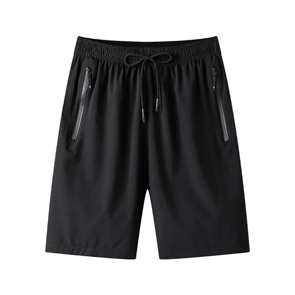 Men's Gym Workout Shorts Quick Dry Lightweight Athletic Training Running Hiking Jogger with Zipper Pockets(Muaney-MenSportShorts7022-Black03-L)