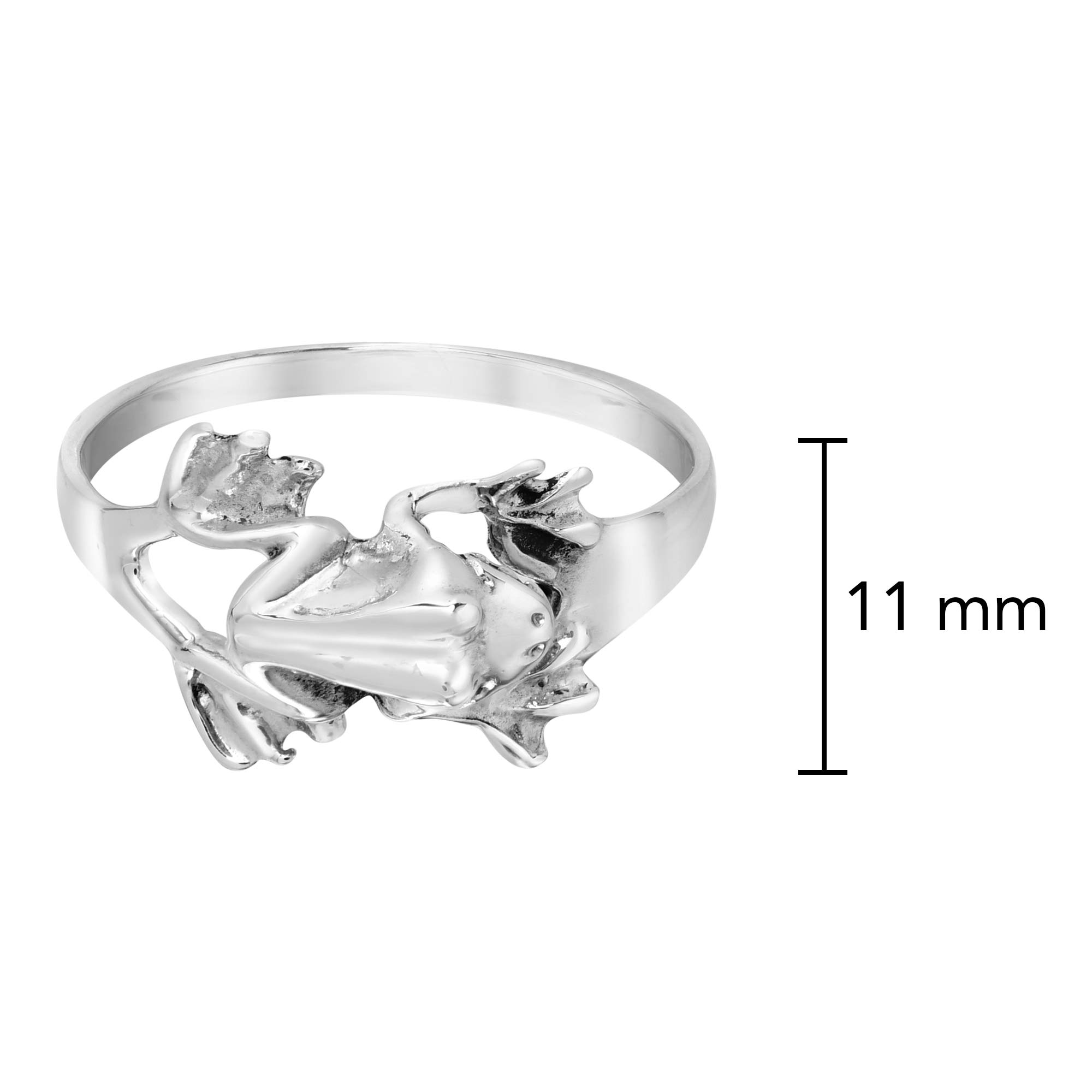 AeraVida Incredible Leaping 3D Tree Frog .925 Sterling Silver Band Ring (8)