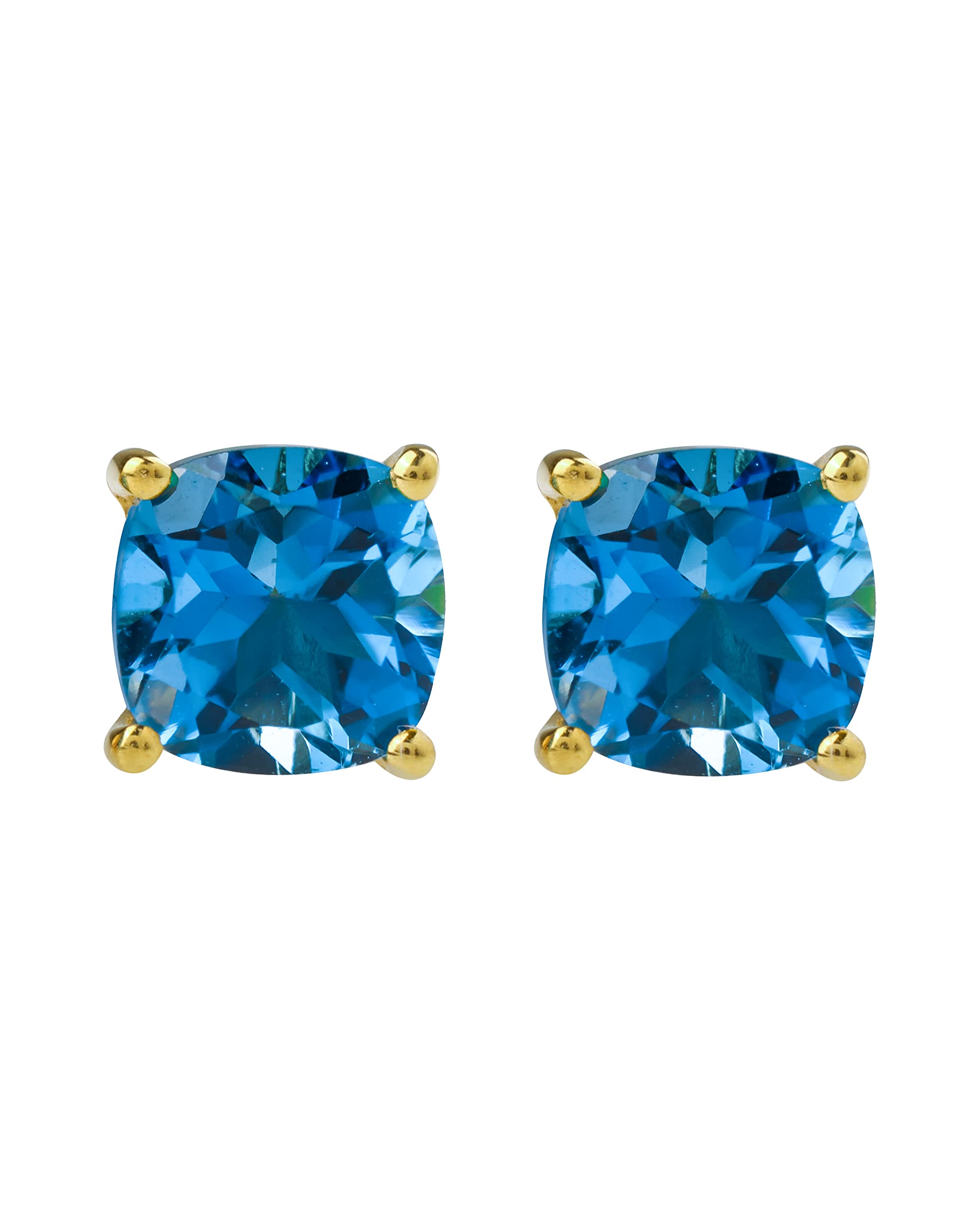 YoTreasure 2.20 ct. t.w. London Blue Topaz Solid 10k Yellow Gold Stud Earrings Jewelry