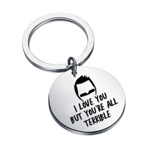 ensianth bob's inspired keychain i love you but you're all terrible burgers gift bob belcher fans gift(you're all terrible)