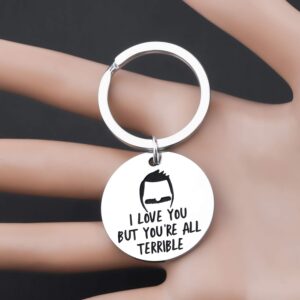 ENSIANTH Bob's Inspired Keychain I Love You But You're All Terrible Burgers Gift Bob Belcher Fans Gift(You're all Terrible)