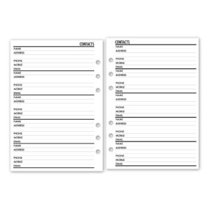 a5 contacts address book planner insert refill, 5.83″ x 8.27″, fits 6-rings binders - filofax, lv gm, moterm, choice of quantity