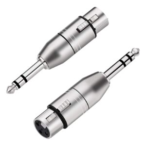 tisino xlr female to 1/4" trs adapter, balanced female xlr to quarter inch 6.35mm male adapters - 2 pack