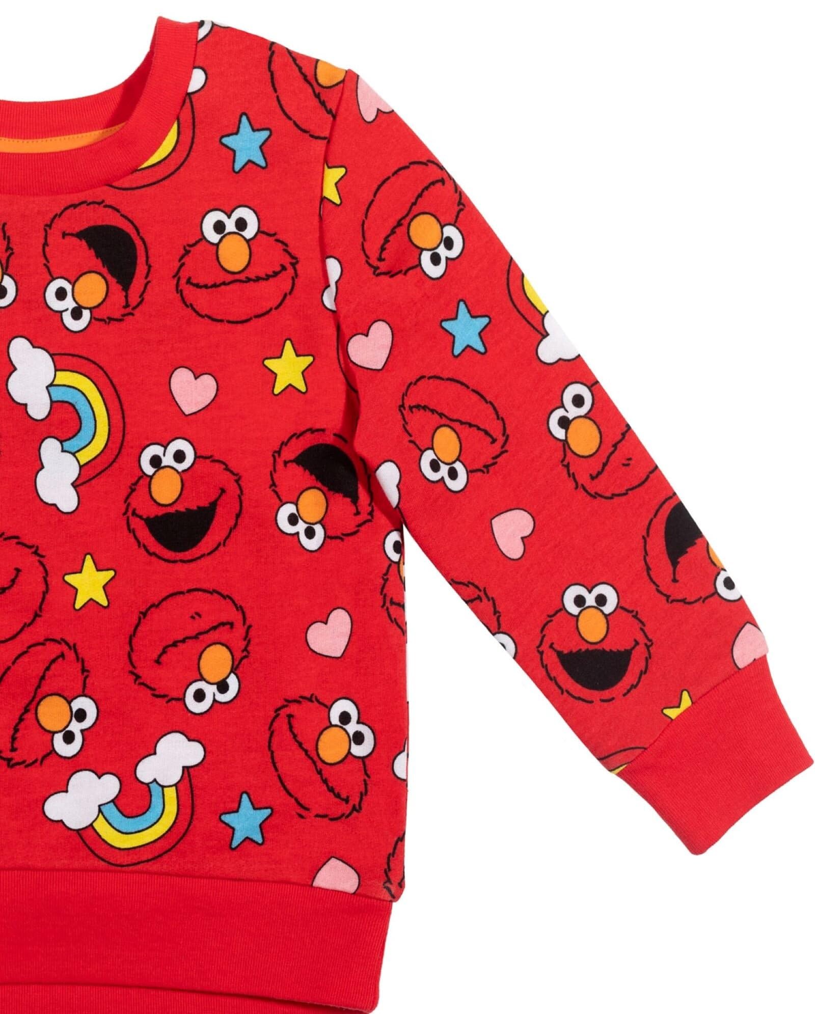 Sesame Street Elmo Toddler Girls French Terry Pullover Sweatshirt Red 3T