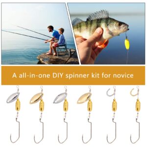 SUPERFINDINGS 380PcsS 2 Colors Spinning Bait Kit Includes 280Pcs Fishing Attractor Spinner Blades and 100Pcs Brass Fishing Clevis Spinner Spinnerbait Clevis for Fishing Lures Making Accessories