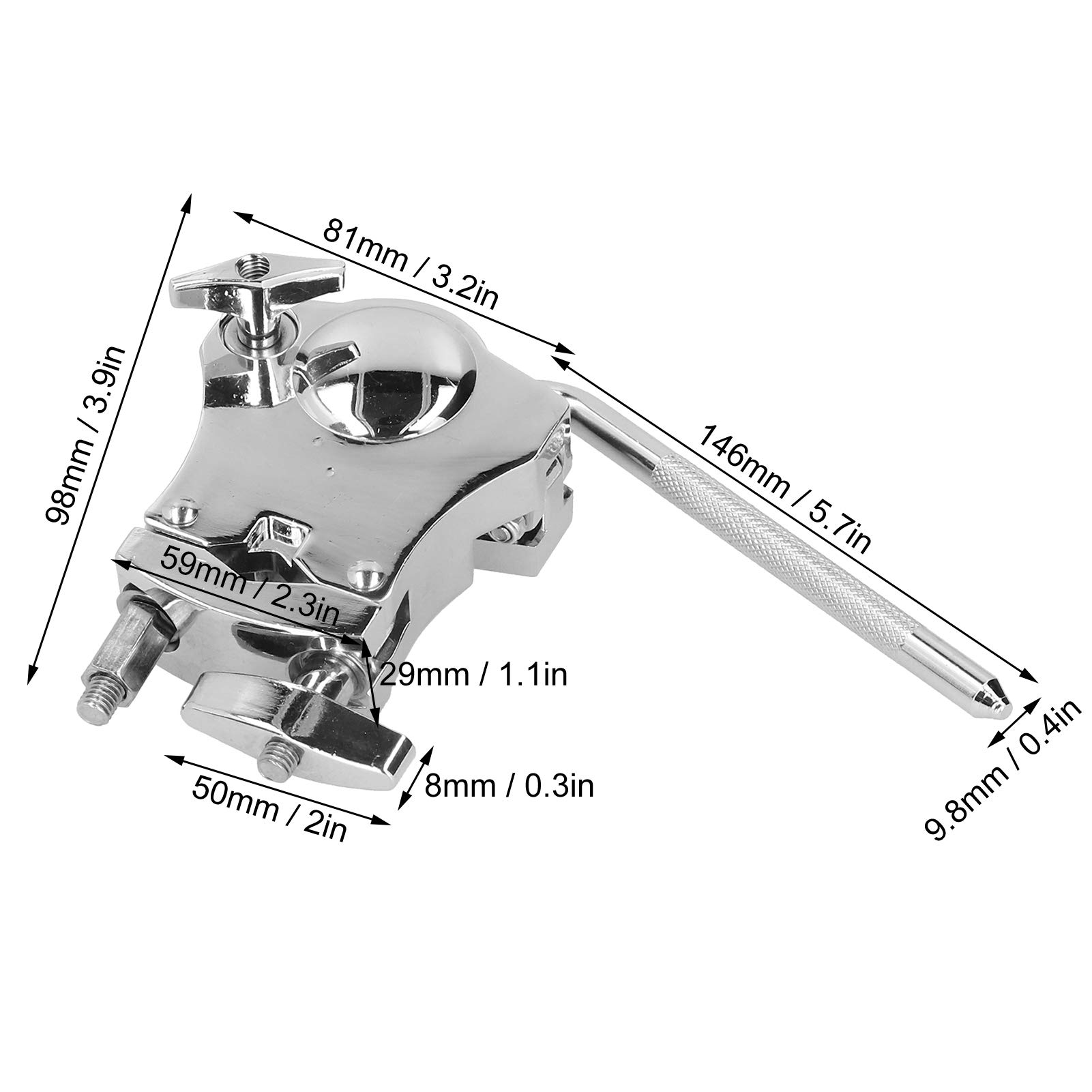 Tom Chrome Drum Rack Mount Bracket Mutifunction Instrument Accessory Sliver