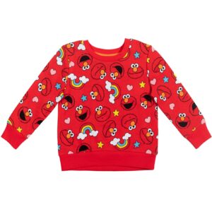 sesame street elmo toddler girls french terry pullover sweatshirt red 3t