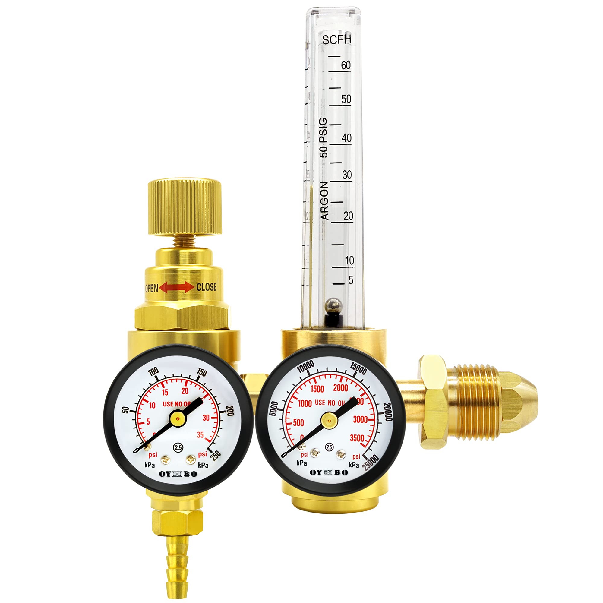 OYHBO Argon MIG TIG Flow Meter CO2 Regulator Welding 2 Gauges Gas Regulator Gas-saving CGA580 Welder