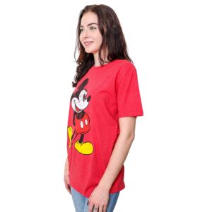 Disney Mickey Mouse Classic Distressed Standing T-Shirt(LG, Heather Red)