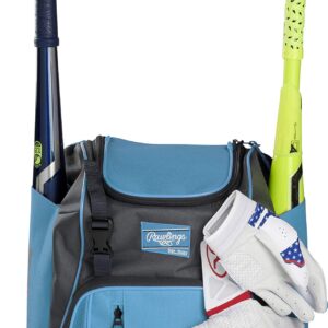 Rawlings | FRANCHISE Backpack Equipment Bag | Baseball / Softball | Columbia Blue