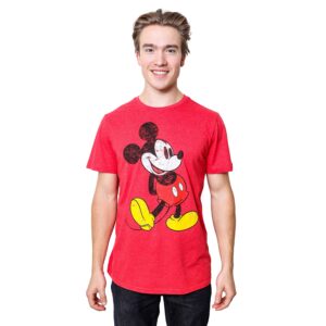 Disney Mickey Mouse Classic Distressed Standing T-Shirt(LG, Heather Red)