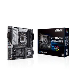 asus prime z590m-plus lga 1200(intel11th/10th gen) microatx motherboard (pcie 4.0, 10 power stages, 3x m.2 slot,thunderbolt 4 header,1gb lan, spi-tpm header,m.2 socket -key e wireless,aura sync rgb)