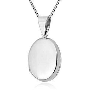 AeraVida Minimalist Engrave Keepsake Memory Holder Sterling Silver Polished Oval Locket Necklace, 16 inch