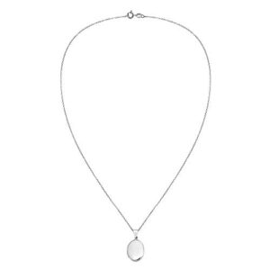 AeraVida Minimalist Engrave Keepsake Memory Holder Sterling Silver Polished Oval Locket Necklace, 16 inch