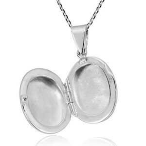 AeraVida Minimalist Engrave Keepsake Memory Holder Sterling Silver Polished Oval Locket Necklace, 16 inch