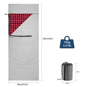 Heated Sleeping Bag Liner,Travel and Camping Sheet, Pocket-Size, Lightweight, 100% Cotton Flannel Fabric, Special Metal Heating Plate with Maximum Power 9W, USB Interface (Red)