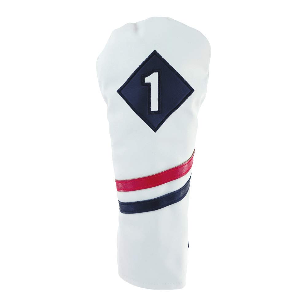 Ram Golf Premium Vintage Style PU Leather Headcovers Set, Retro White, Driver, Fairway Woods (1,3,5)