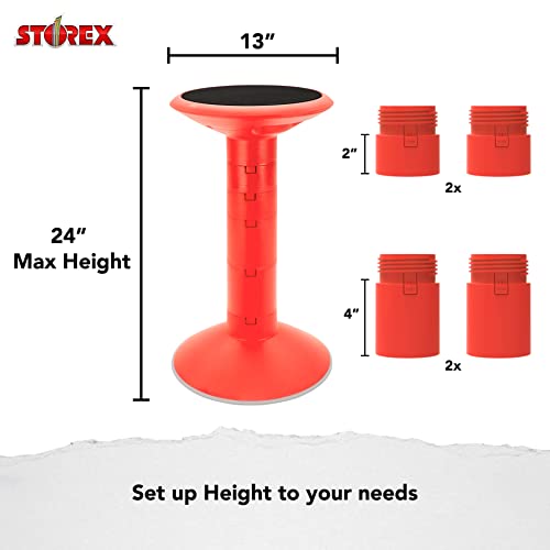 Storex Active Tilt Stool – Ergonomic Seating for Flexible Office Space and Standing Desks, Adjustable 12-24 Inch Height, Red (00324U01C)