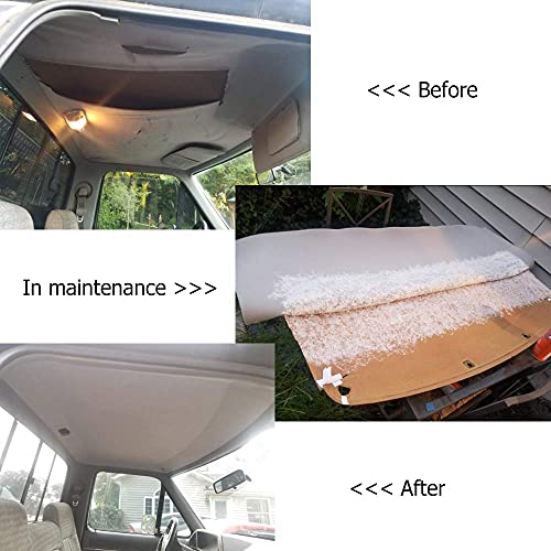 Suede Headliner Fabric with 1/9"(3mm) Foam Backing 60" W×54" L Suede Material Car Roof Headliner Fabric for Automotive Boat Home Ceiling Interior Replacement Repair - Black