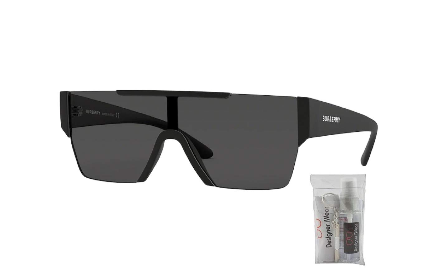 BE4291 346487 38MM Matte Black/Grey Rectangular Sunglasses for Men+ BUNDLE With Designer iWear Eyewear Kit