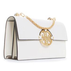 Tory Burch Womens Miller Leather Convertible Shoulder Handbag Ivory Medium