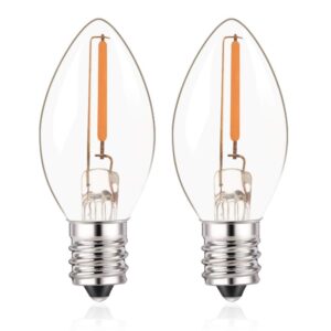 C7 LED E12 Candelabra Bulb Small Edison Candle Night Light Bulbs Salt Lamp Bulbs 0.5W Equivalent 5W 7W Warm White 2700K Clear Bulbs for Chandelier Christmas Light 50 Lumens Non-Dimmable (Pack of 2)