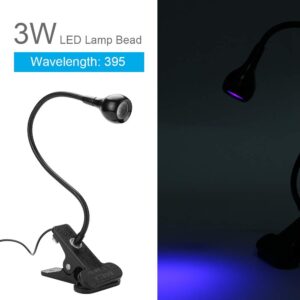 ciciglow UV Lamp,USB 3W LED UV Ultraviolet Phone Glue Curing Lamp,Portable Clamp Flexible 360 ° Desk Lamps with Clip & Switch 3W for Repairing Phones