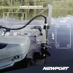 Newport NK180 Kayak Trolling Motor w/Mounting & Steering Bracket Kit 1.8hp Equivalent Brushless Motor Compatible w/ 24V Lithium, AGM, or Lead Acid Deep Cycle Batteries (Battery Not Included)