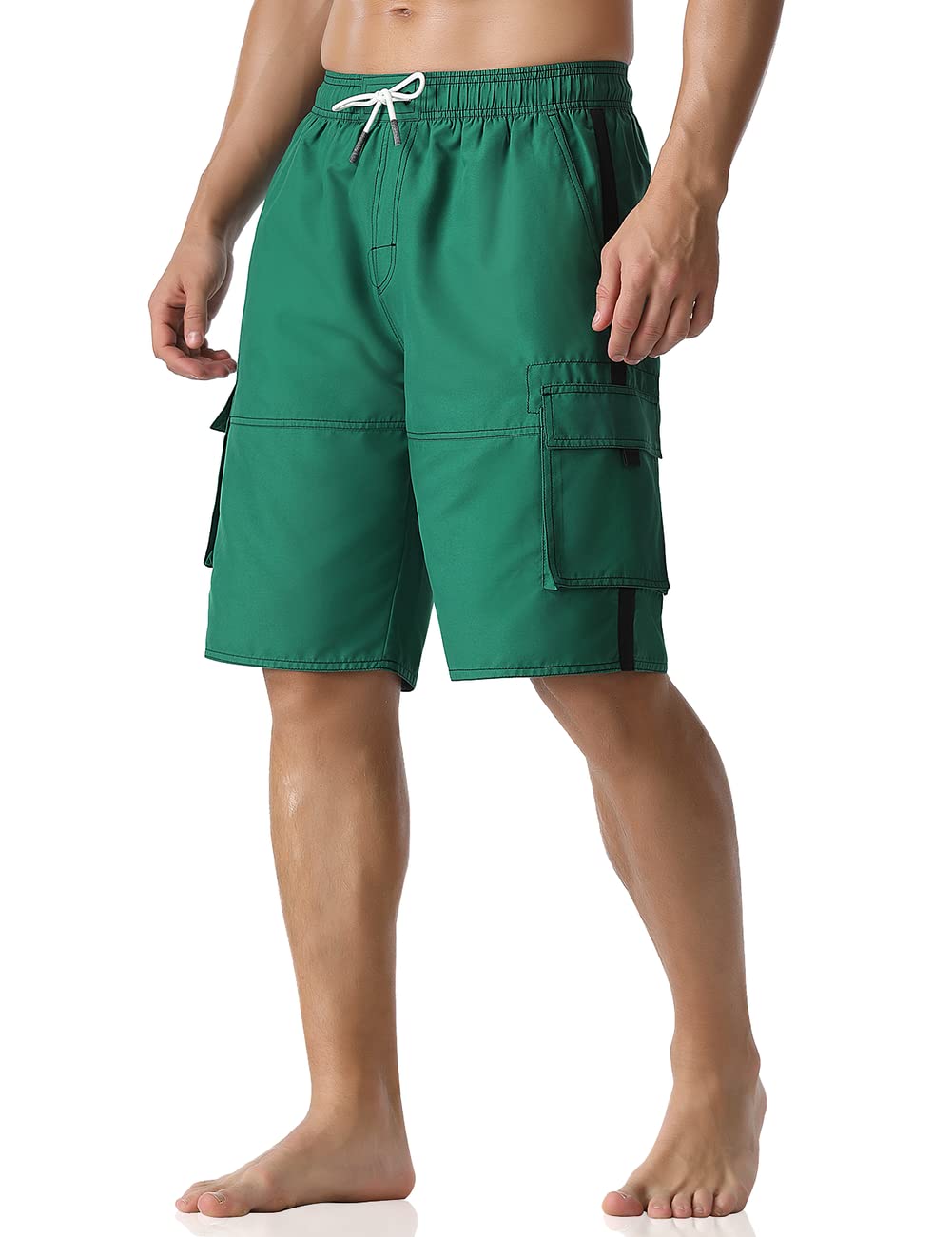 Nonwe Men's Swimming Shorts Lightweight Breathable Boardshorts with Drawstring Green 34