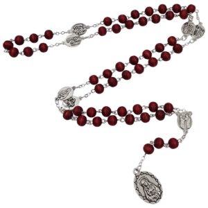 talisman4u seven sorrows of mary rosary chaplet red rose scented wooden beads catholic jewelry necklace for women men with rosary box