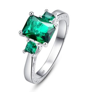 empsoul 925 silver plated emerald ring filled simulated emerald quartz wedding ring promise anniversary ring for women size 7