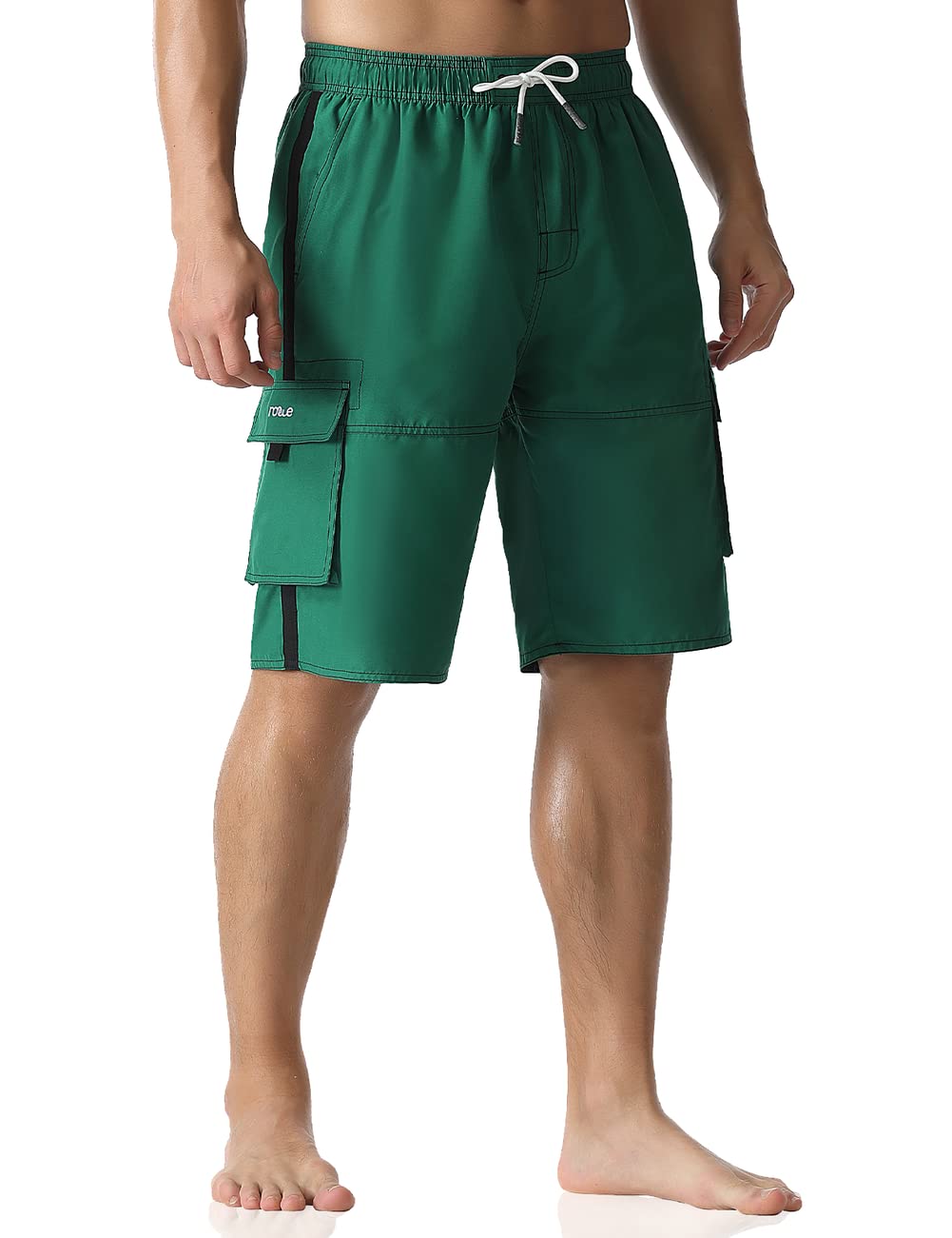 Nonwe Men's Swimming Shorts Lightweight Breathable Boardshorts with Drawstring Green 34