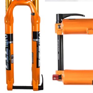 ZTZ MTB Forks Mountain Bike Suspension Fork 27.5 29 Inch Thru Axle 15mm MTB Air Suspension Fork, Travel 140mm Rebound Adjust 28.6mm Tapered Tube Manual Lockout Aluminum Alloy(Orange 27.5 inch)