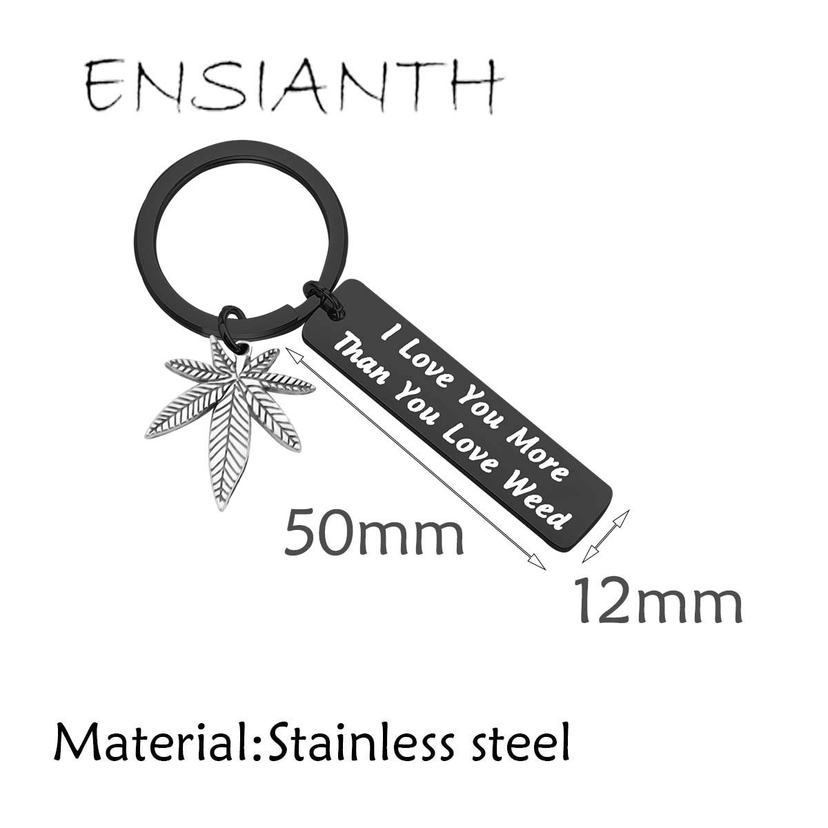 ENSIANTH 420 Gift Marijuana jewelry I Love You More Than You Love Weed Keychain Gift for Boyfriend Valentines Day Gift (You Love Weed Black)