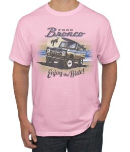 classic vintage ford bronco enjoy the ride cars and trucks men's graphic t-shirt, light pink, large