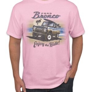 Classic Vintage Ford Bronco Enjoy The Ride Cars and Trucks Men's Graphic T-Shirt, Light Pink, Large