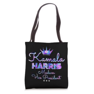 Kamala Harris Madam Vice-President Shirt Tie dye Decor Tote Bag