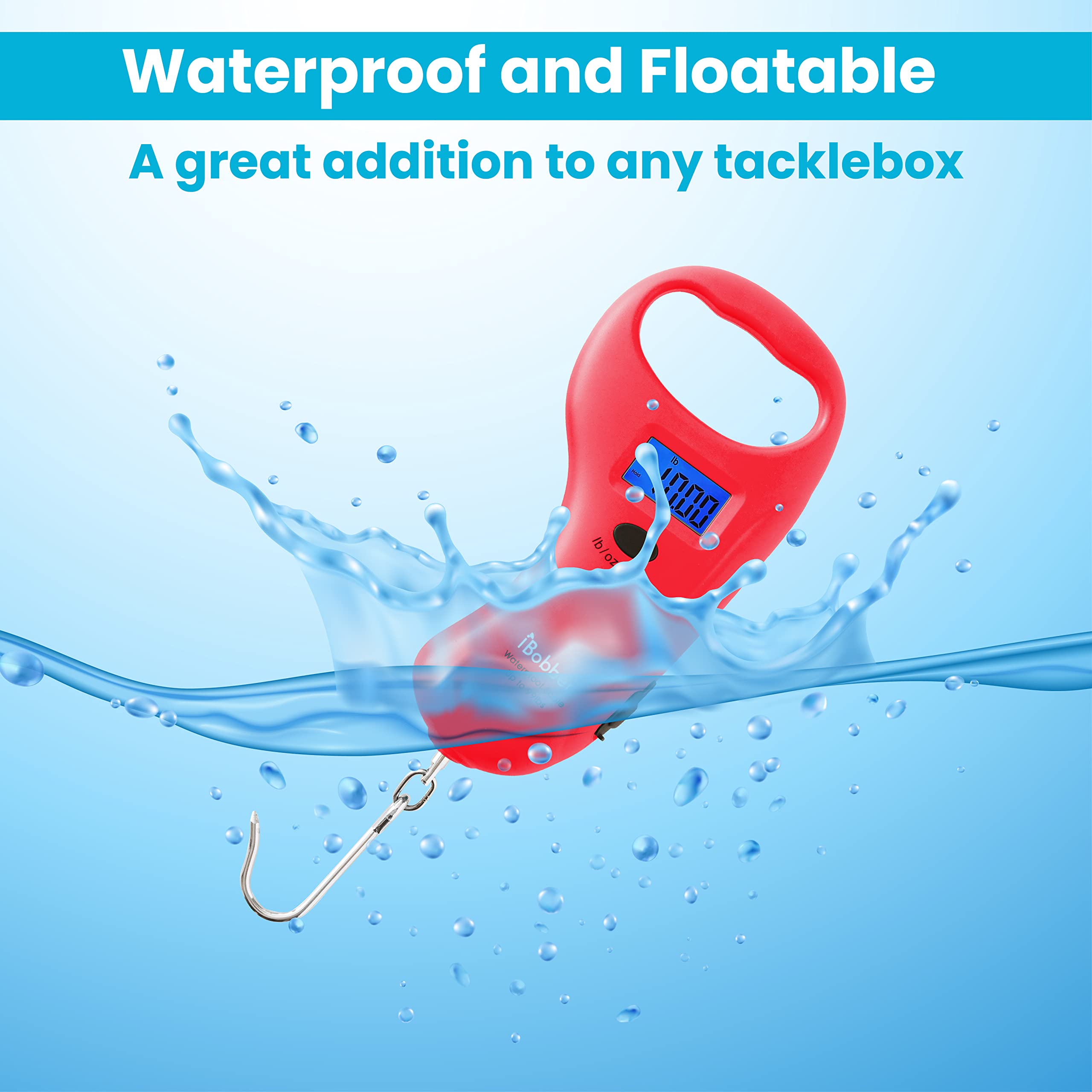 iBobber Waterproof and Floating Digital Fish Scale IP68 Rating, Weights up to 99 LB or 45 KG, Incredibly Simple to Use, Comes with Quick-Release Fish Gripper