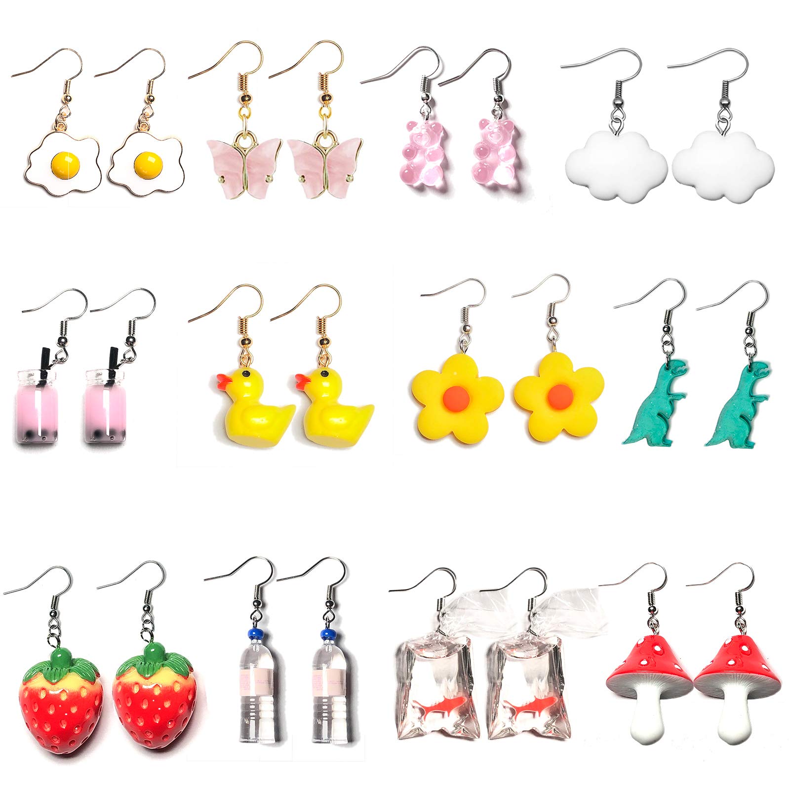 Funny Earrings Fun Cool Earrings Aesthetic Cute Funky Alt Unique Novelty Kawaii Weird Quirky Dangly Creative Crazy Indie Kidcore Y2k Drop Dangle Earrings for Women Girls