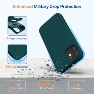 Miracase Compatible with iPhone 12 Case and iPhone 12 Pro Case, Liquid Silicone Gel Rubber Full Body Protection Shockproof Drop Protection Phone Case for iPhone 12/12 Pro 6.1 inch(Teal)