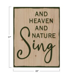 Creative Co-Op 17" L x 22" H Wood Laser Cut Décor and Heaven and Nature Sing, Green Wall Art, Multi