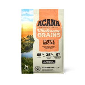 acana wholesome grains dry dog food, puppy recipe, real chicken, eggs and turkey dog food recipe, 11.5lb