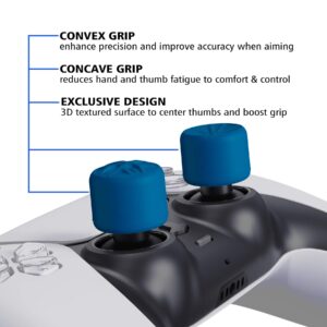 PlayVital Blue Ergonomic Analog Joystick Caps for Xbox Series X/S, Xbox One, Xbox One X/S, for PS5, for PS4, Switch Pro Controller - with 3 Height Convex and Concave - Pentagram & Rotary Wheels Design