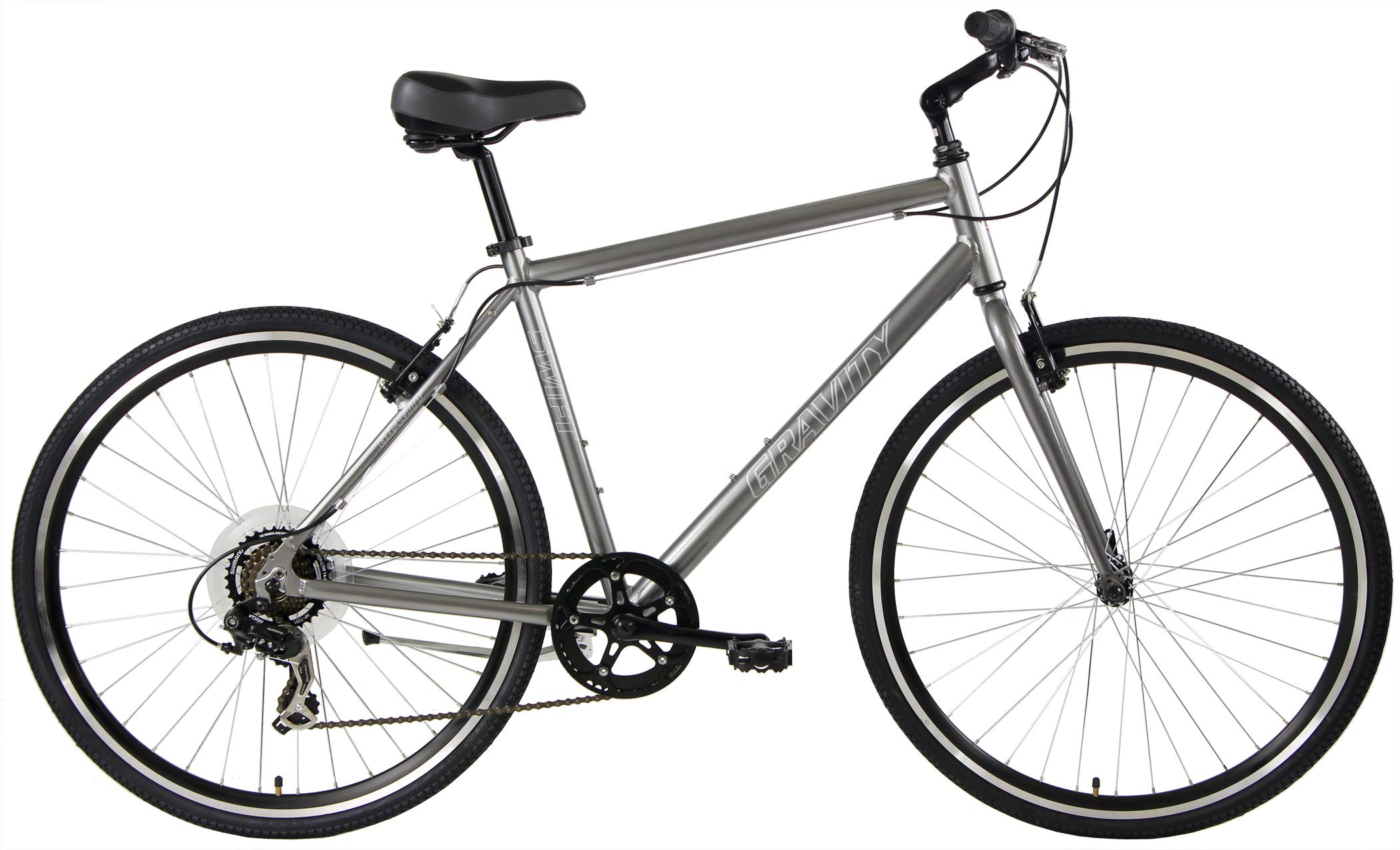 Gravity Swift X4 8 Speed Adventure Hybrid Flat Bar Road Bike (Black, 20" Mens fits Riders 6' to 6' 2")