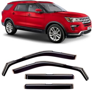 voron glass in-channel extra durable rain guards for ford explorer 2011-2019, window deflectors, vent window visors, 4 pieces - 220116